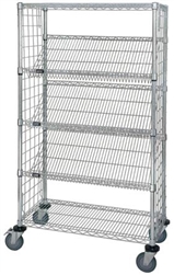 Enclosed Slanted Wire Shelf Cart, Casters included.
