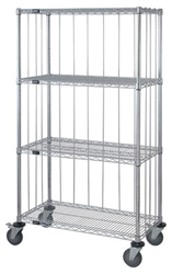 4 Shelf Wire Cart with Rods & Tabs