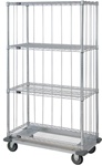 Dolly Base 4 Shelf Wire Cart with Rods & Tabs