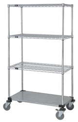 Mobile Cart with 3 wire/1 solid bottom shelf