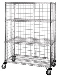 4 Shelf Wire Cart with Enclosure Panels